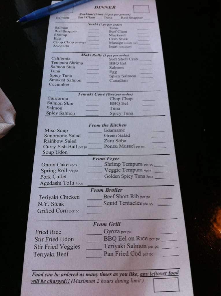 Menu of Zen Sushi & Grill photo2