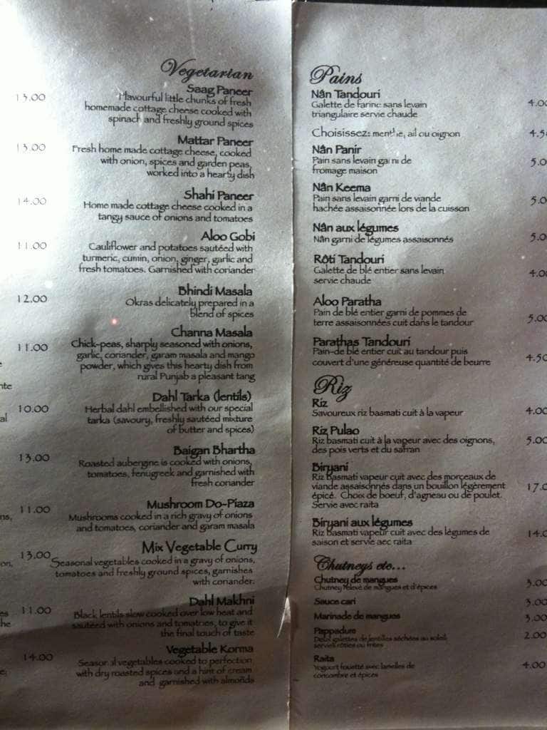 Menu of Le Taj photo2