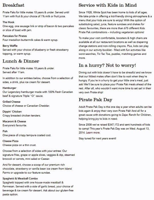 Menu of White Spot photo2