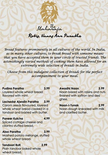 Menu of The Maharaja photo10