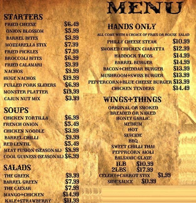 Menu of The Barrel photo2