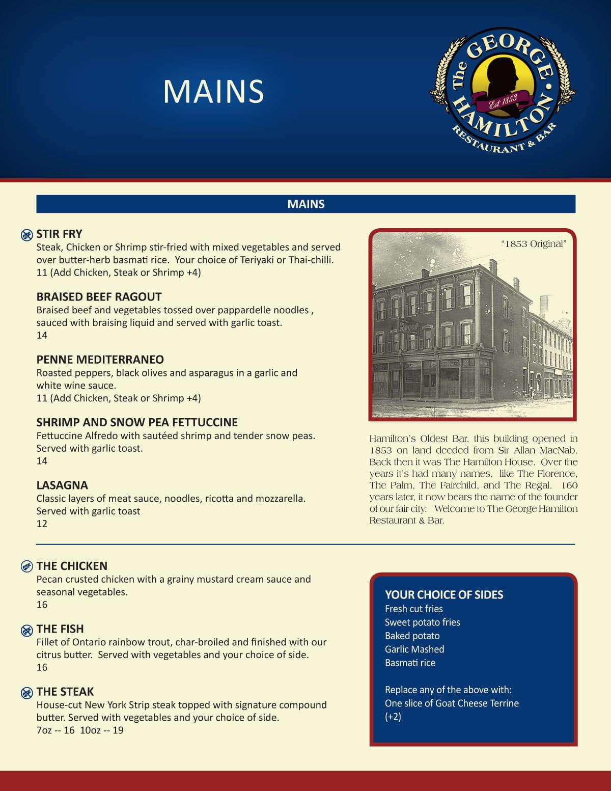 Menu of The George Hamilton Restaurant & Bar photo2