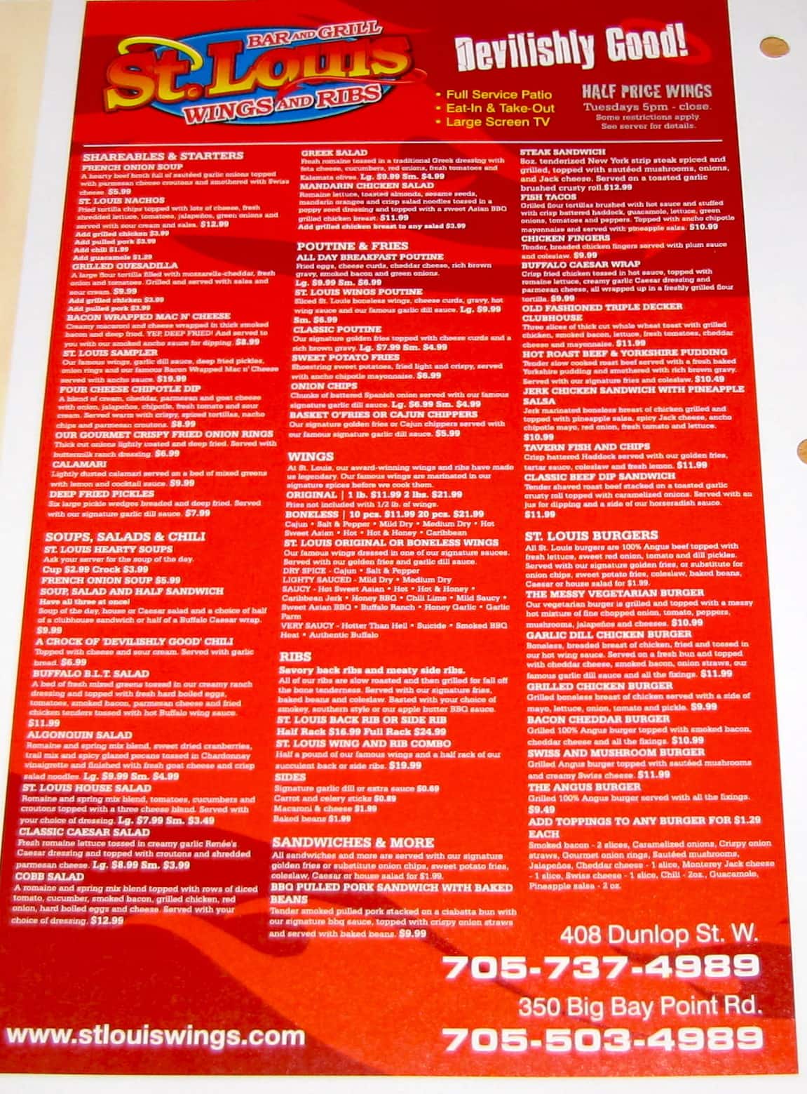 Menu of St. Louis Bar and Grill photo2