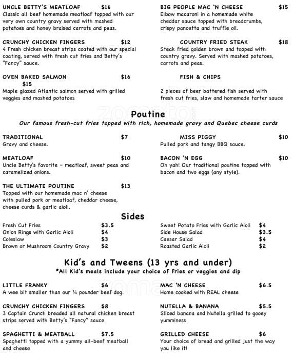 Menu of Uncle Betty’s photo5