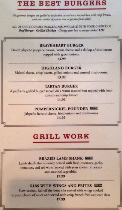 Menu of The Tartan Pub & Grill photo4