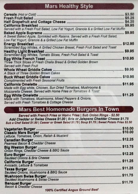 Menu of Mars Beach Diner photo5