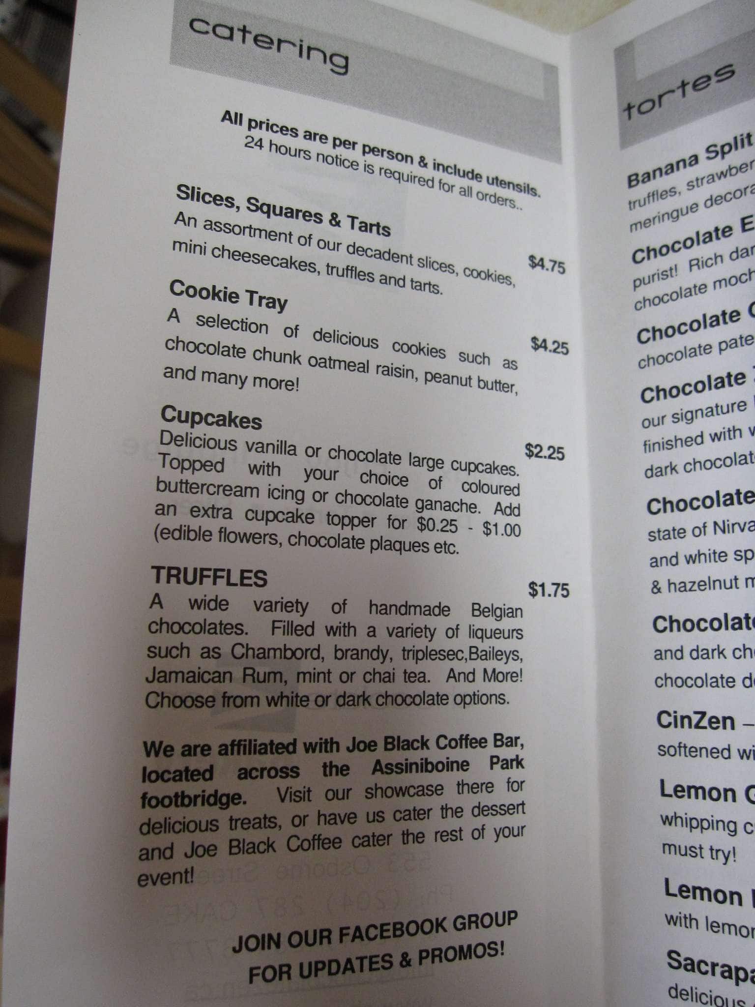 Menu of Chocolate Zen Bakery photo2