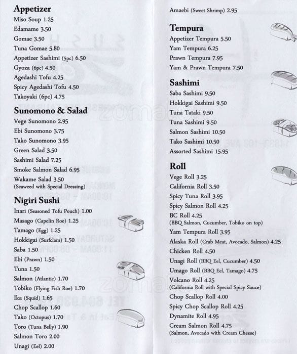 Menu of Sushi Zen photo2