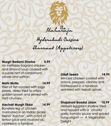 Menu of The Maharaja photo4