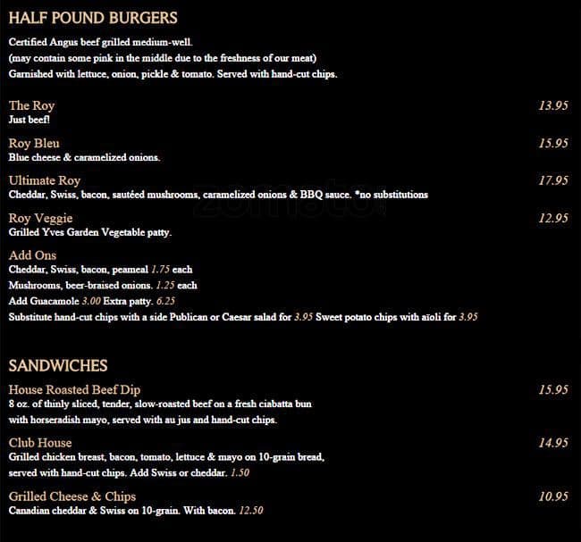 Menu of The Roy photo4