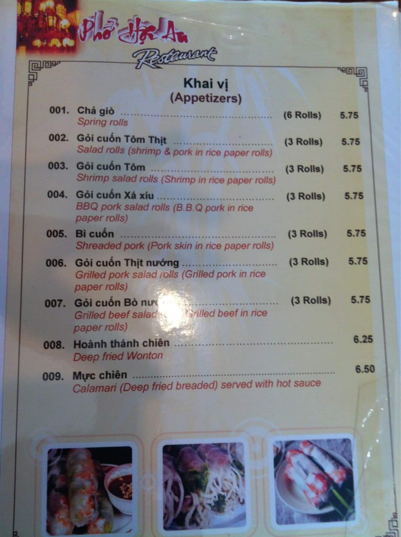 Menu of Pho Hoi An photo6