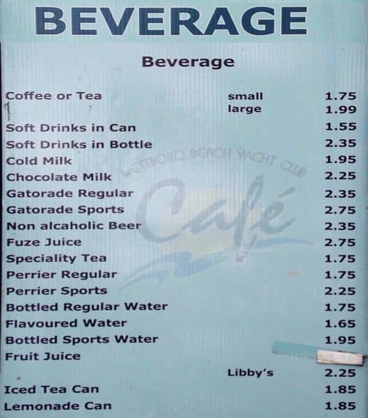 Menu of Westboro Beach Yacht Club Café photo7