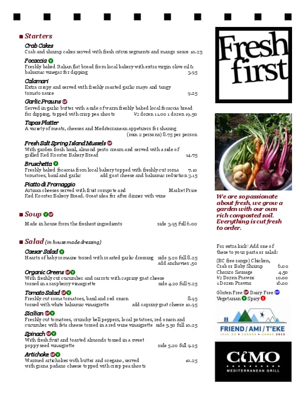 Menu of Cimo Mediterranean Grill photo2