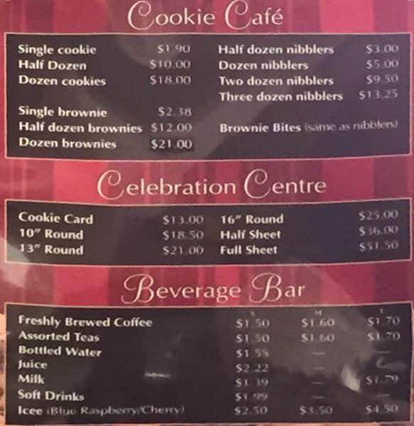 Menu of Mrs. Fields photo3