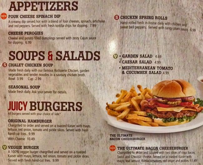 Menu of Swiss Chalet Express photo2