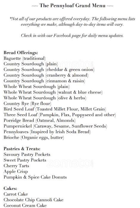 Menu of The Pennyloaf Bakery photo2