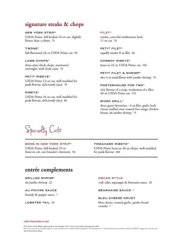 Menu of Ruth’s Chris Steak House photo4