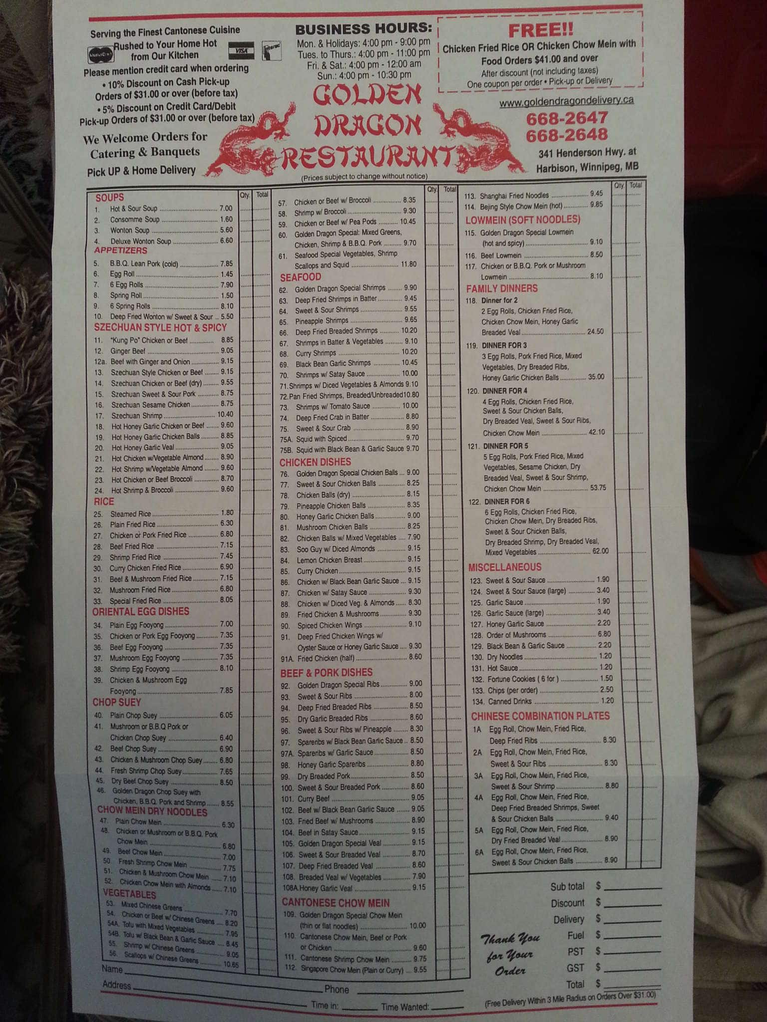 Menu of Golden Dragon photo2