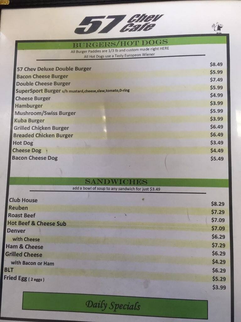 Menu of 57 Chev Cafe photo3