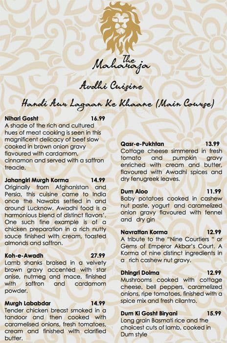 Menu of The Maharaja photo3