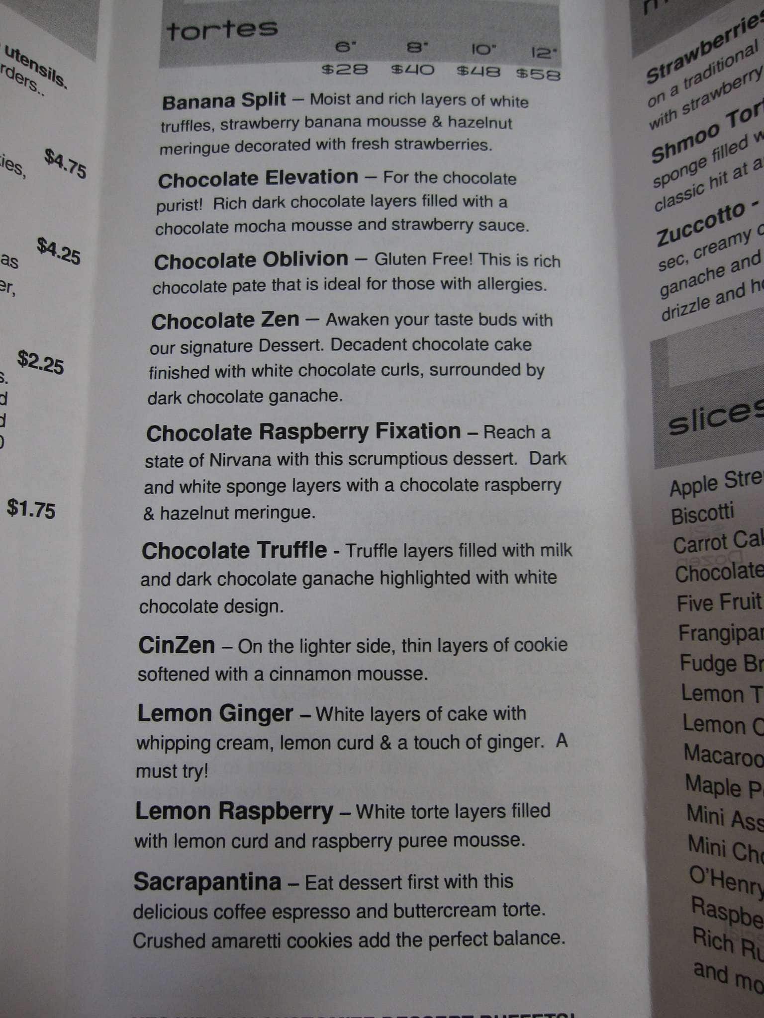 Menu of Chocolate Zen Bakery photo3