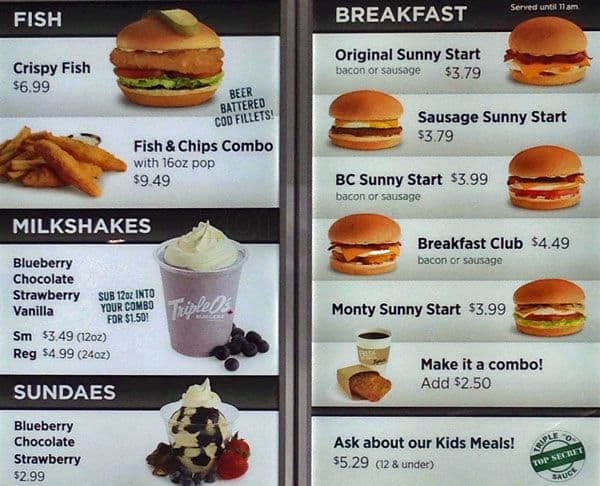 Menu of Triple O’s photo4