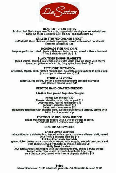 Menu of DeSoto’s photo2