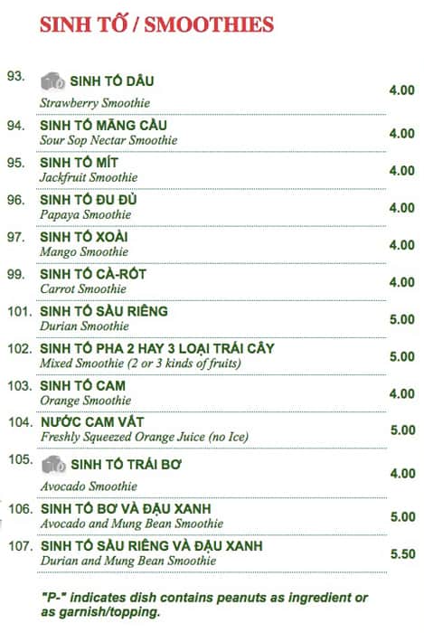 Menu of Pho Hung photo18