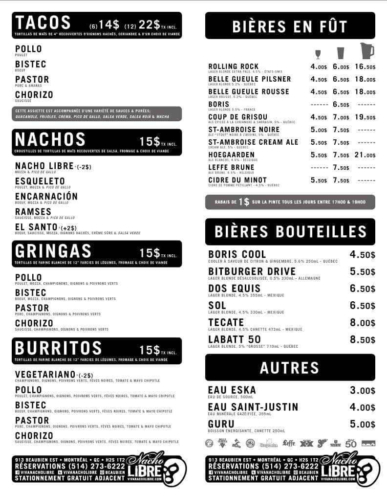 Menu of Nacho Libre photo2