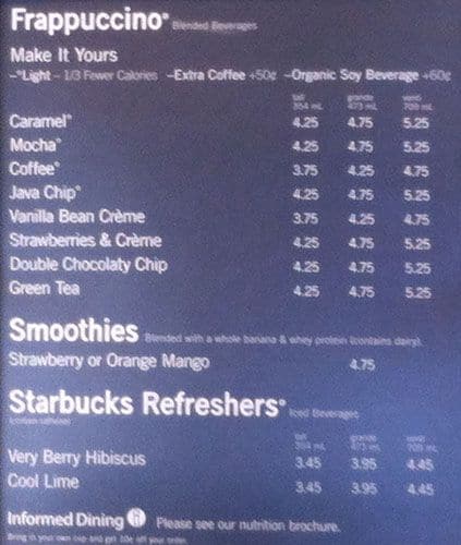Menu of Starbucks photo4