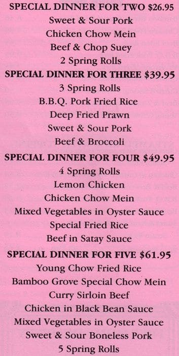 Menu of Bamboo Grove photo5