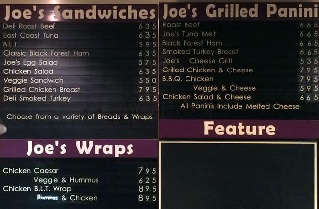 Menu of Java Joe’s photo3