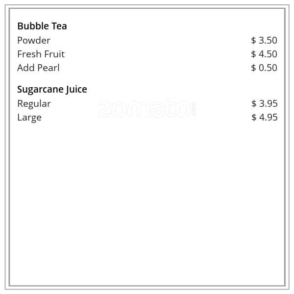 Menu of SugarCane Bistro And Juice Bar photo3