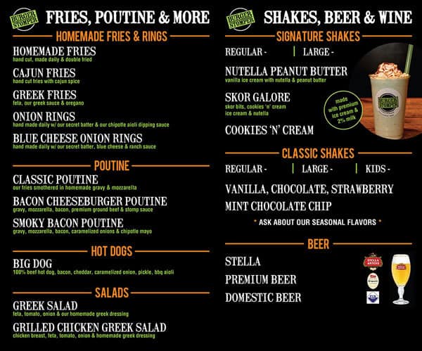 Menu of Burger Stomper – Gourmet Burger & Milkshake Bar photo3