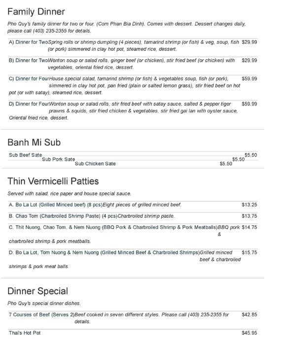 Menu of Phu Quy Vietnamese Family Restaurant photo7