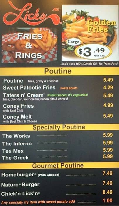 Menu of Lick’s photo4