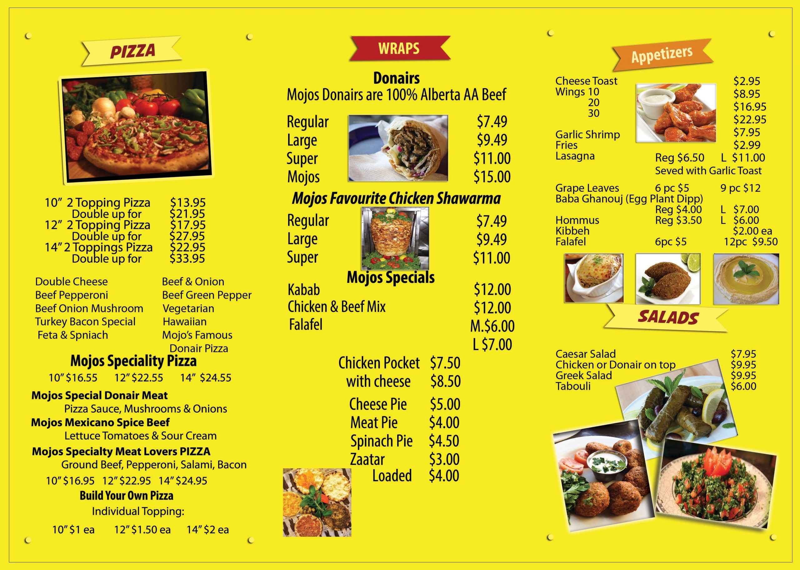 Menu of Mojo’s Pizza & Donair photo3