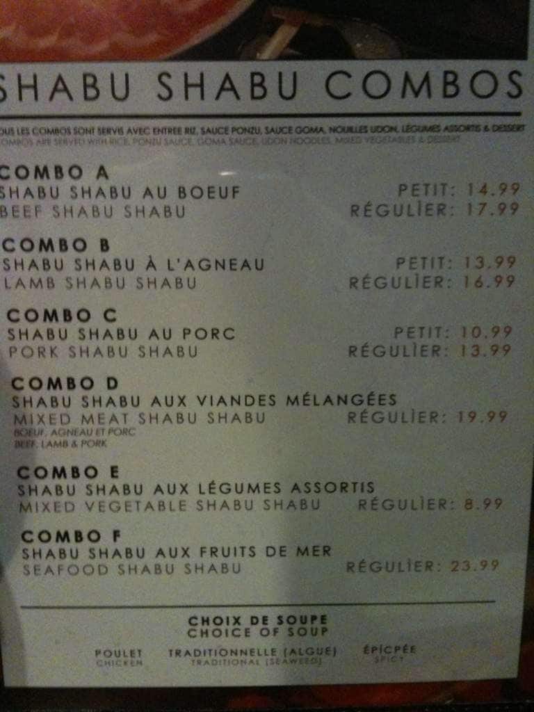 Menu of Kagayaki Shabu Shabu photo2