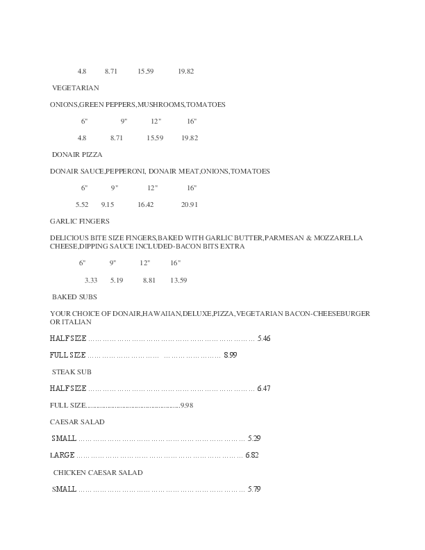 Menu of Papa Georgio’s photo3