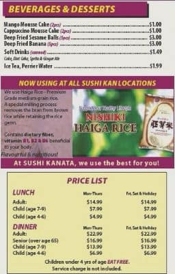 Menu of Sushi Kan photo5