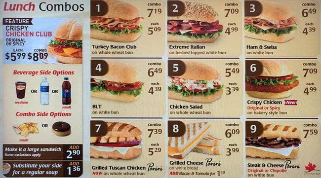 Menu of Tim Hortons photo2