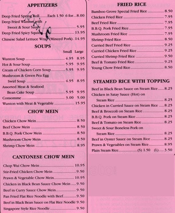 Menu of Bamboo Grove photo2