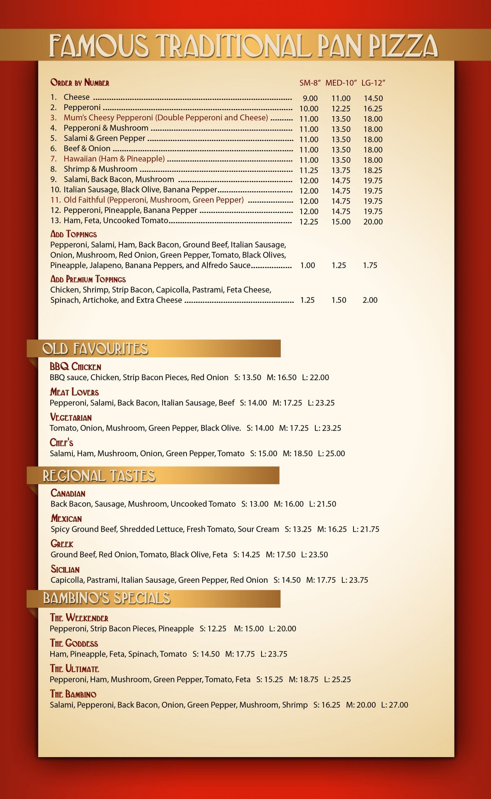 Menu of Bambino’s Neighbourhood Pub photo2