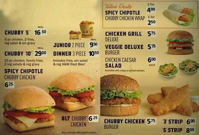 Menu of A&W photo2