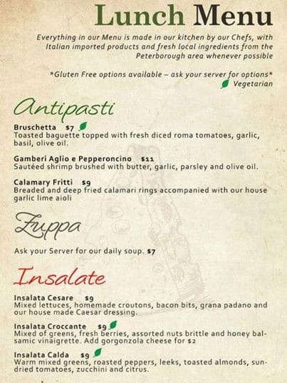 Menu of Tre Ristorante Italiano photo2