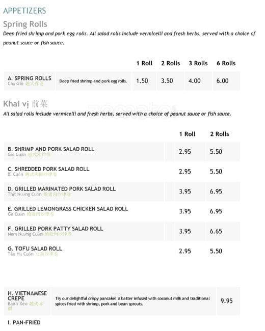 Menu of Hai Phong Vietnamese Restaurant photo2