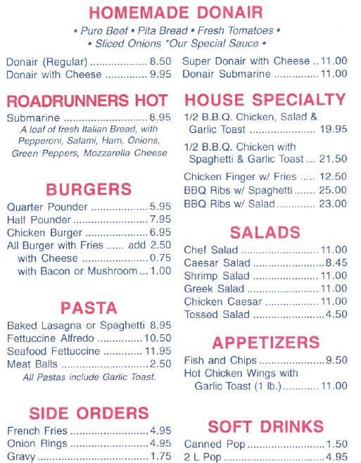 Menu of Roadrunner Pizza & Donair photo3