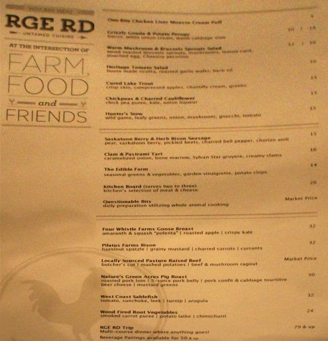 Menu of Rge Rd photo2