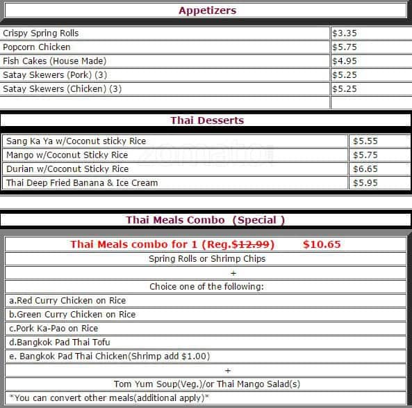Menu of Thai 5 Cafe photo2