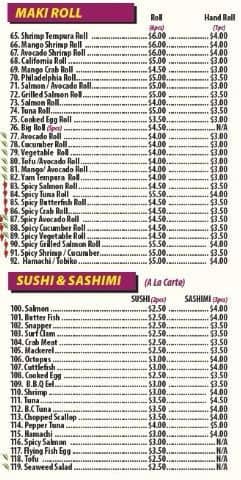 Menu of Sushi Kan photo2